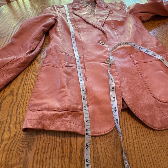 Remy Vintage Salmon Pink Leather Jacket Blazer Size 8 Fits Small Buttery Soft - Picture 6 of 7